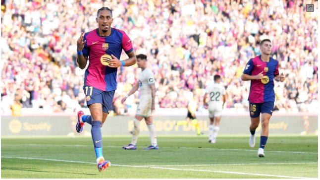 Raphinha scores hat trick as Barcelona thrash Valladolid 7-0