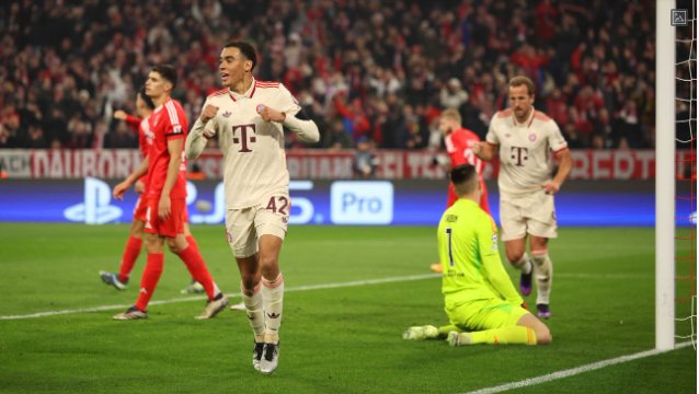 Jamal Musiala heads winner for Bayern Munich against Benfica