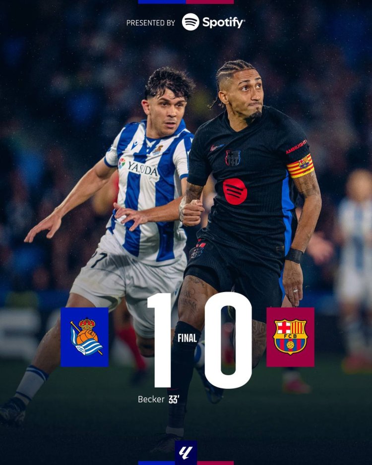 Real Sociedad defeats Barcelona after Lewandowski's goal is controversially disallowed, while Yamal misses the game.