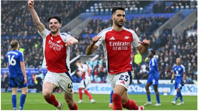 Mikel Merino nets late double as Arsenal beat Leicester 2-0