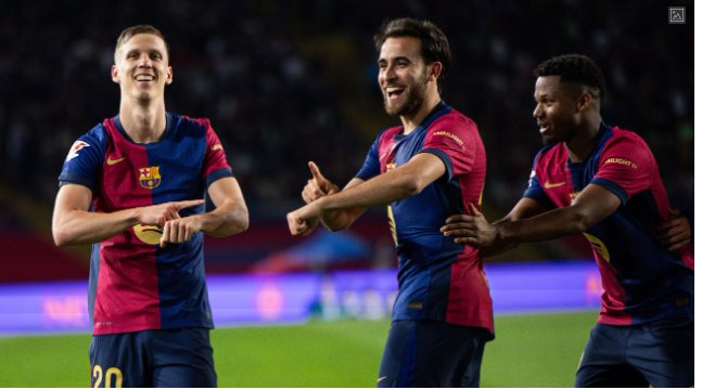 Dani Olmo strike keeps Barcelona's title charge on track